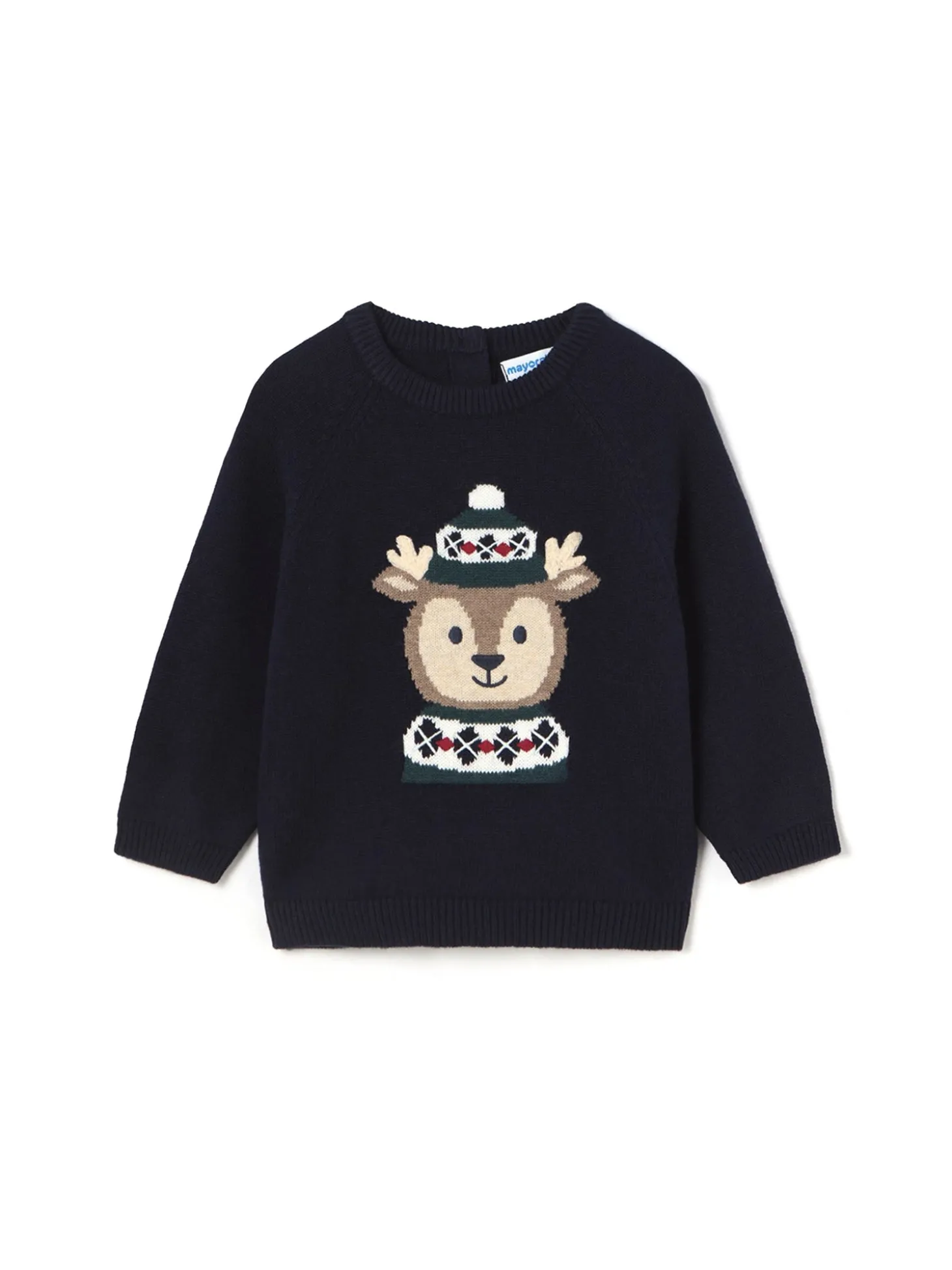 Girocollo taglio raglan intarsio blu