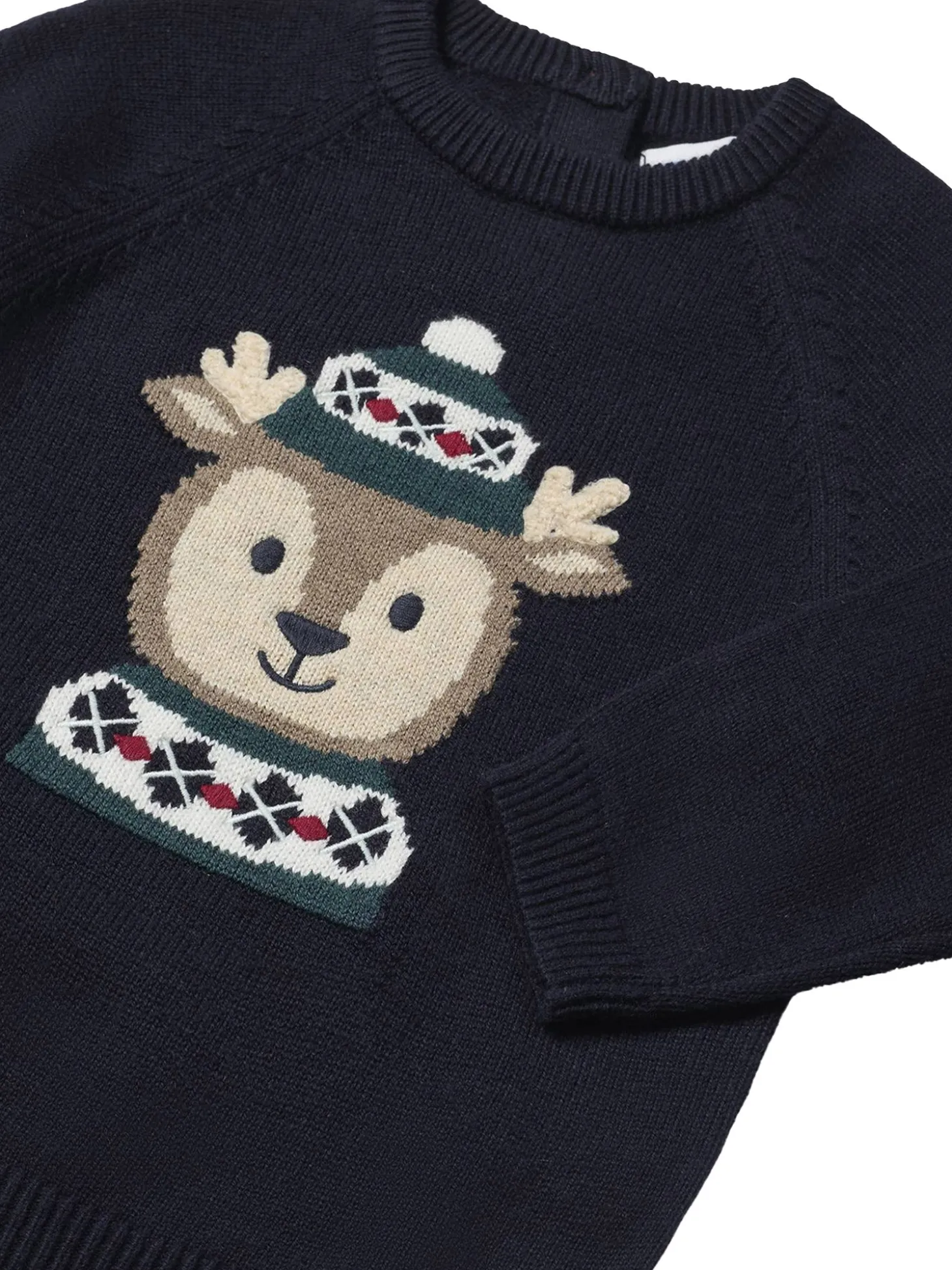 Girocollo taglio raglan intarsio blu