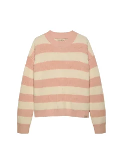 Girocollo teen a righe taglio relaxed bianco/rosa
