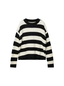 Girocollo teen a righe taglio relaxed nero/bianco