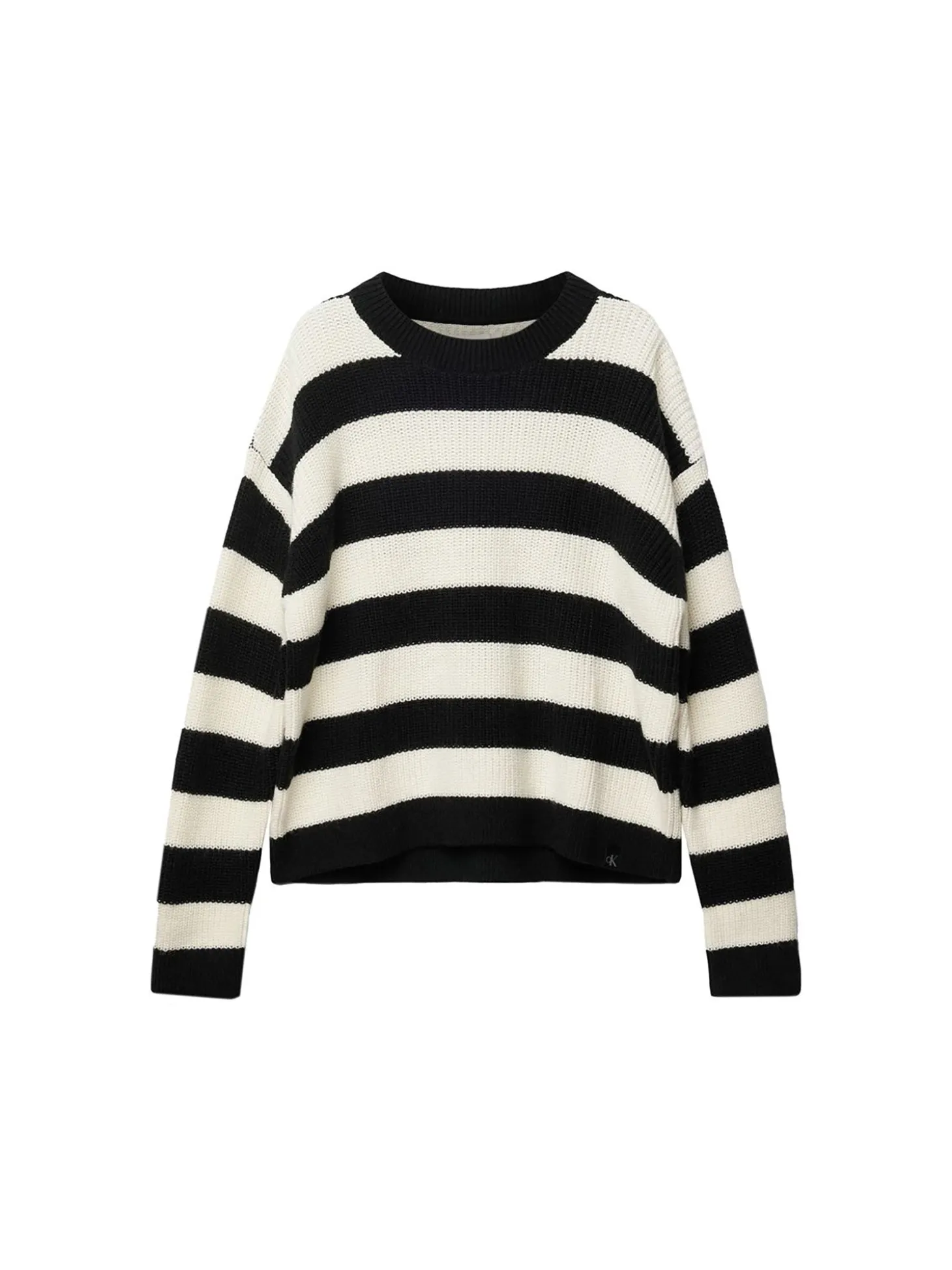 Girocollo teen a righe taglio relaxed nero/bianco