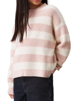 Girocollo teen a righe taglio relaxed bianco/rosa