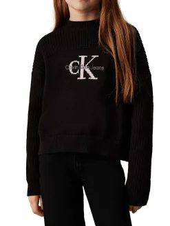 Girocollo teen basic con logo frontale nero