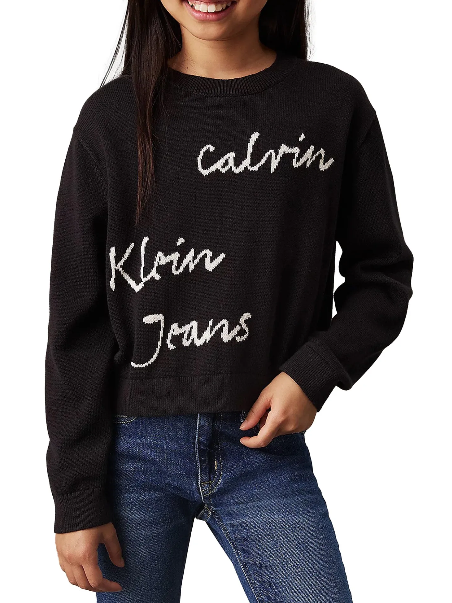 Girocollo teen logo handwriting nero