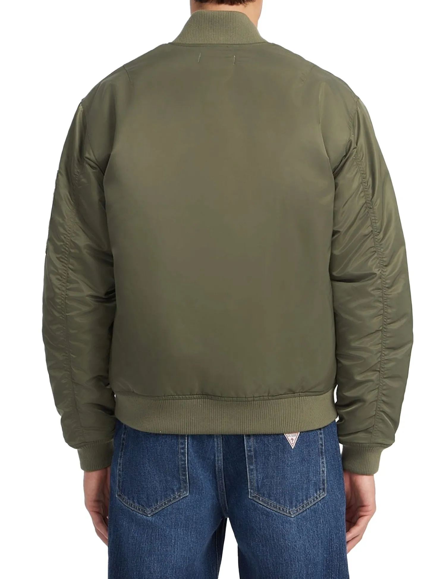 Giubbino bomber con zip in nylon verde