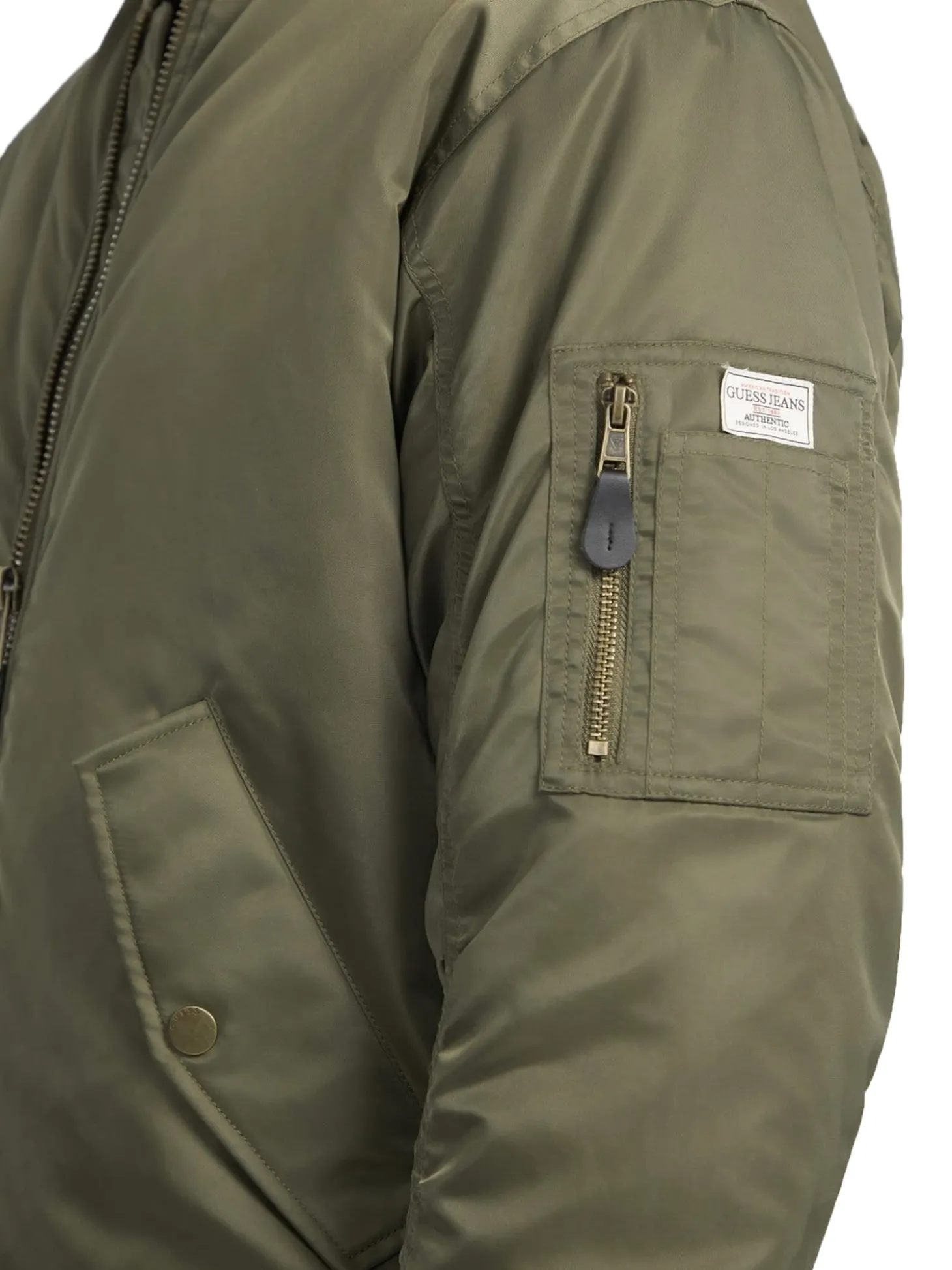 Giubbino bomber con zip in nylon verde