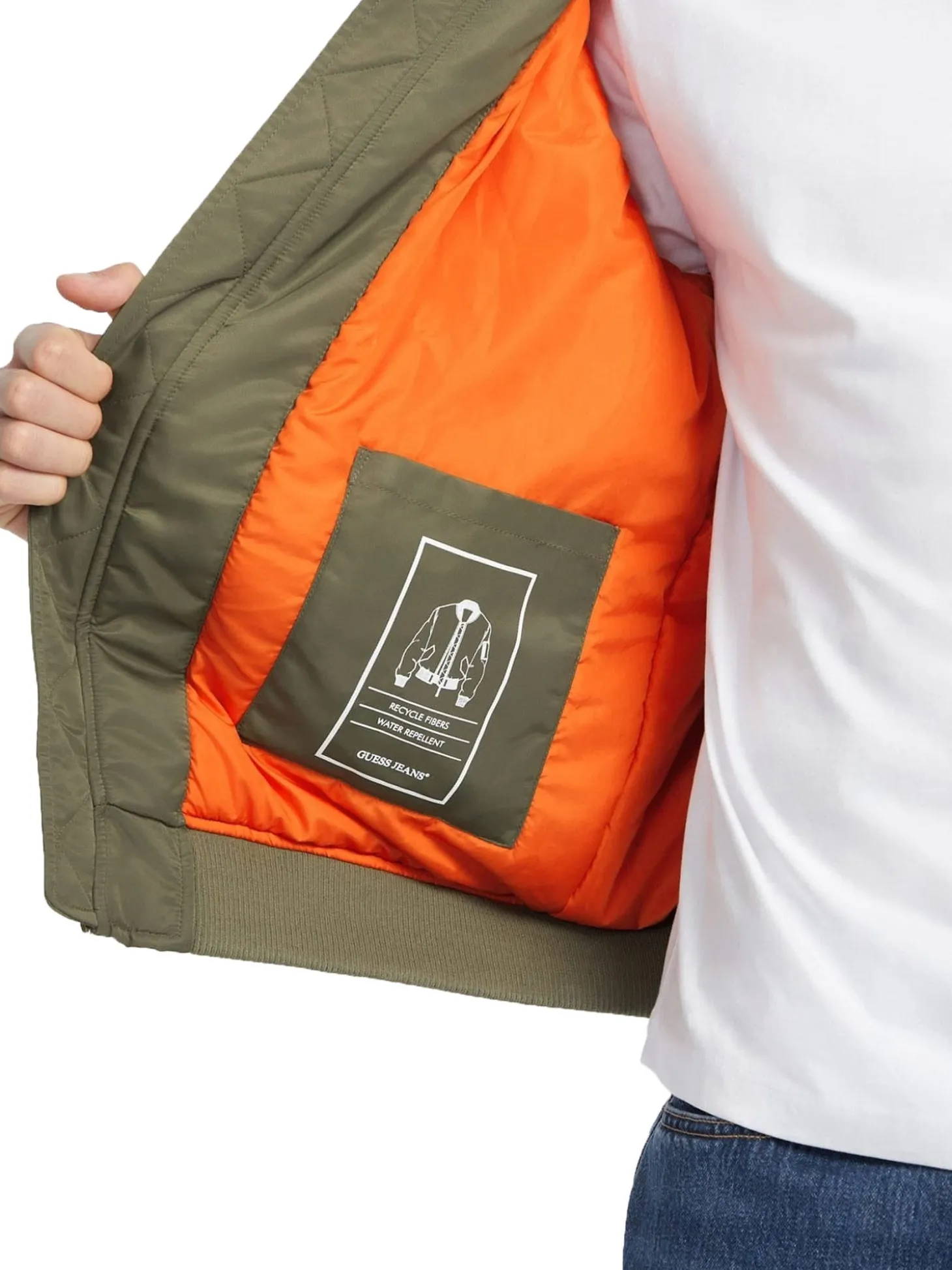 Giubbino bomber con zip in nylon verde