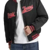 Giubbino bomber varsity con patch script nero