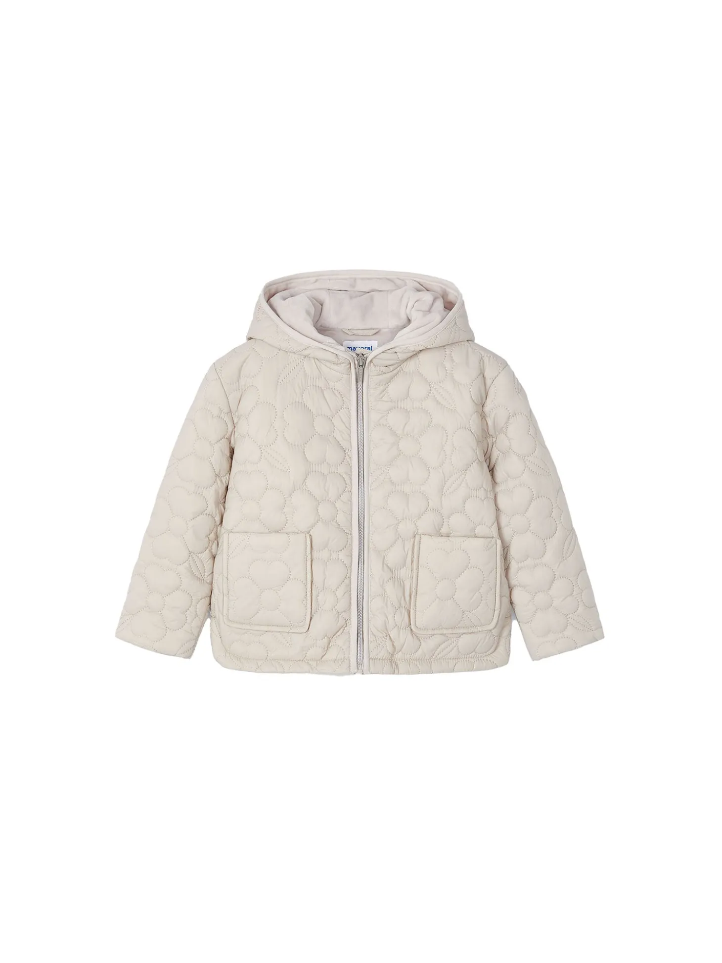 Giubbino cappuccio flowers beige