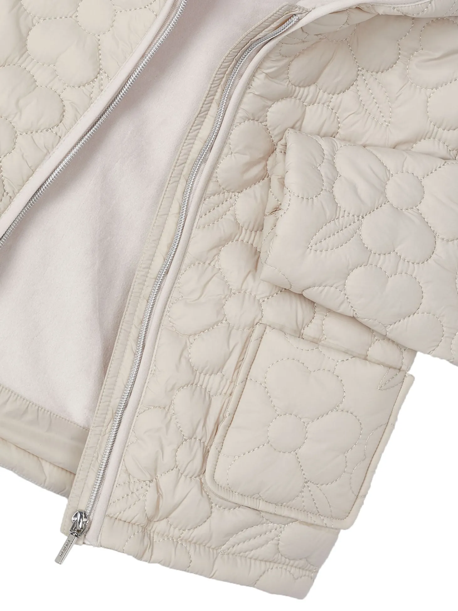 Giubbino cappuccio flowers beige