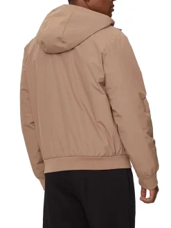 Giubbino con cappuccio e dettagli a contrasto beige/nero