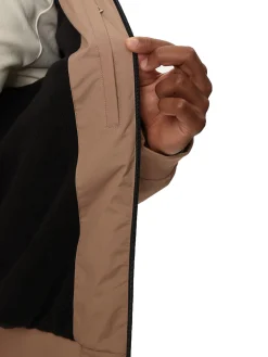 Giubbino con cappuccio e dettagli a contrasto beige/nero