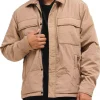 Giubbino con due tasconi e zip Crinkle beige