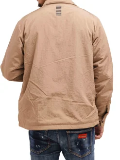 Giubbino con due tasconi e zip Crinkle beige