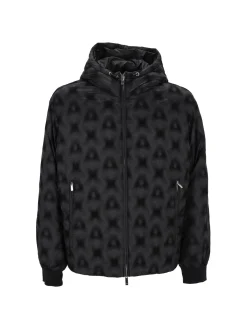 Giubbino con zip e cappuccio macula nero