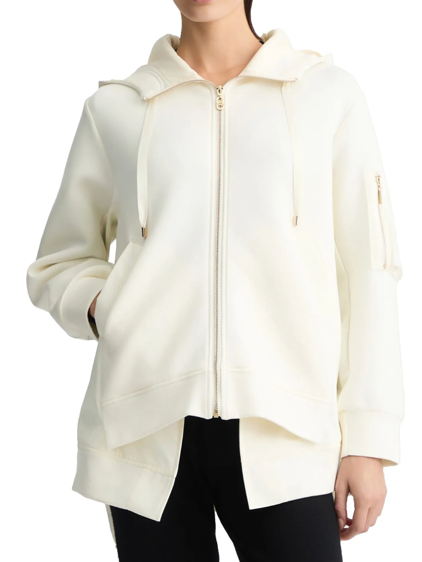 Giubbino con zip e cappuccio bianco