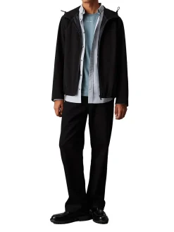 Giubbino con zip e cappuccio Hybrid tecnico in twill nero