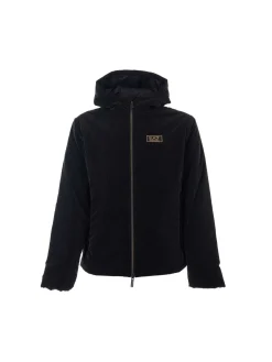 Giubbino con zip e cappuccio microfantasia nero
