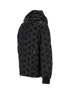 Giubbino con zip e cappuccio macula nero