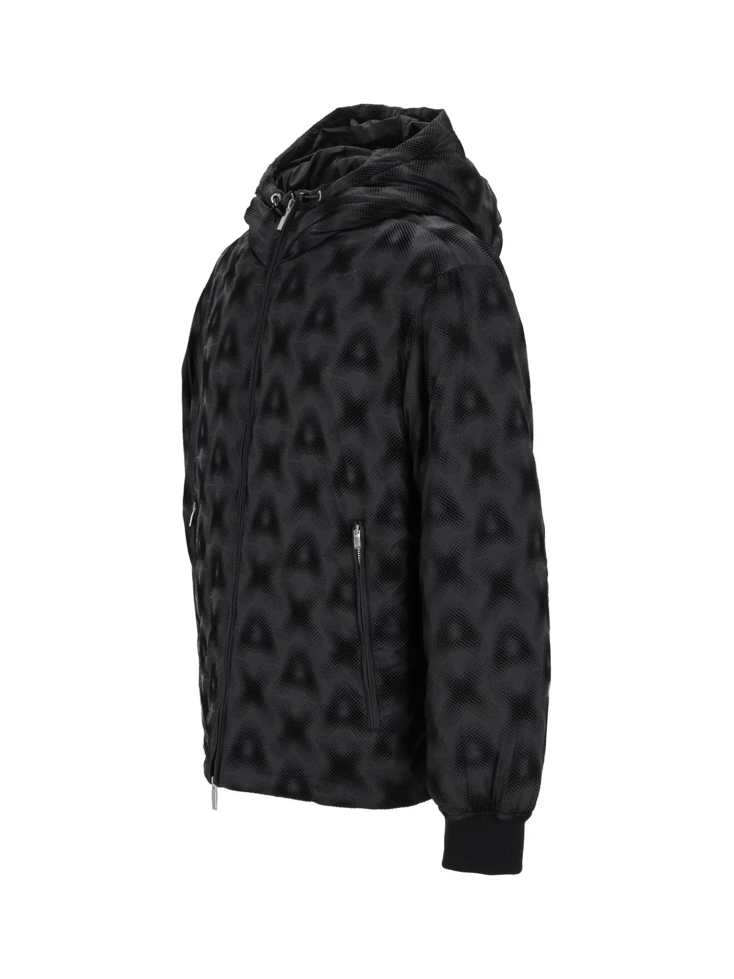 Giubbino con zip e cappuccio macula nero