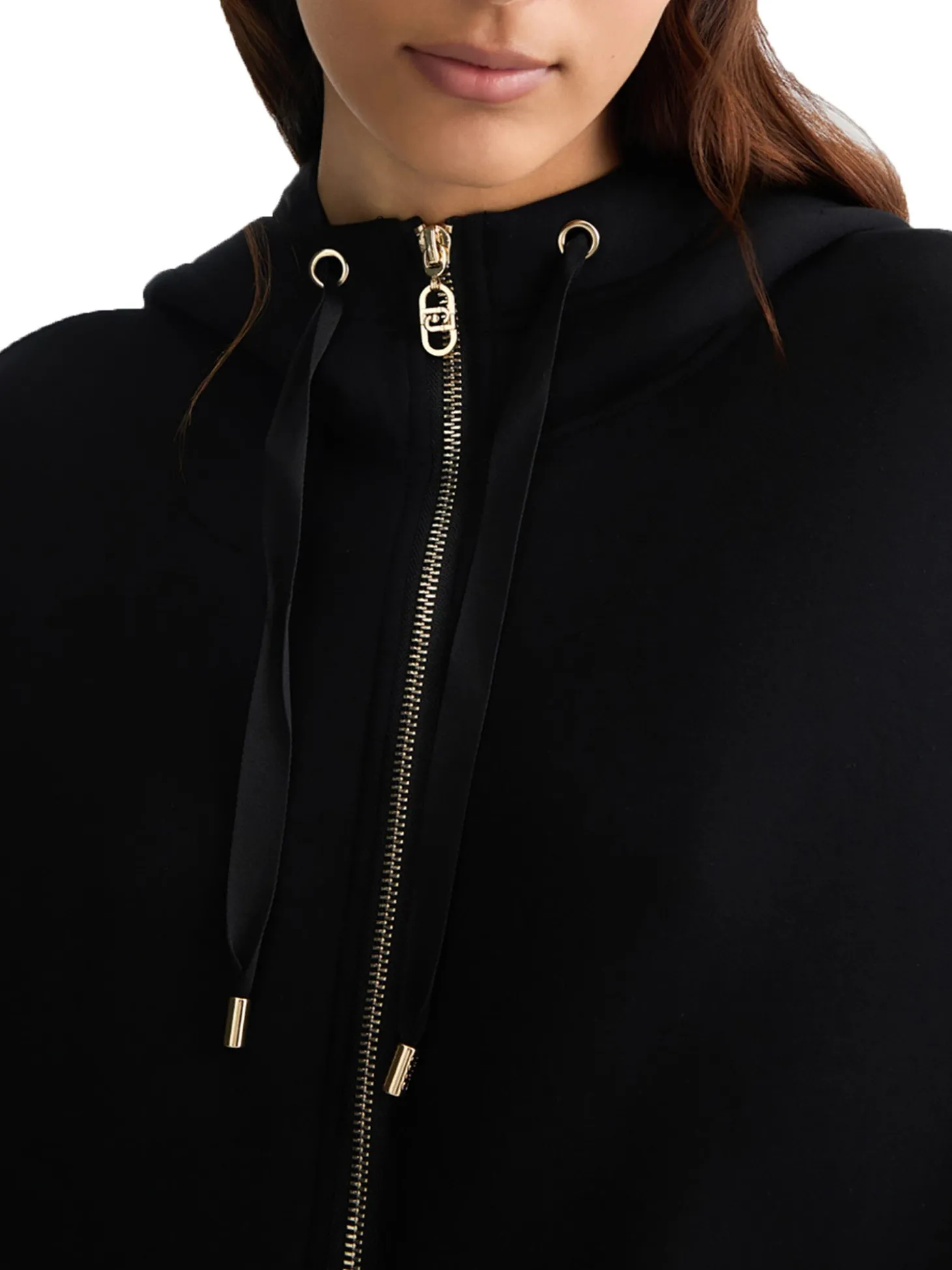 Giubbino con zip e cappuccio nero