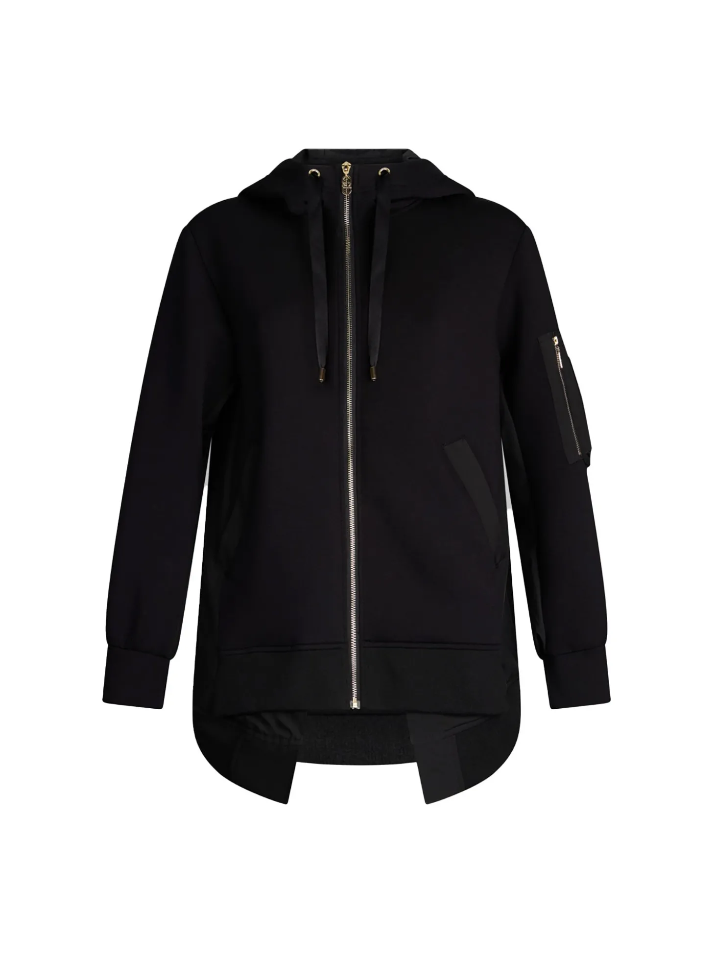 Giubbino con zip e cappuccio nero