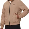 Giubbino con zip e logo sul petto beige