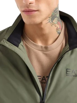 Giubbino con zip e logo sul petto verde