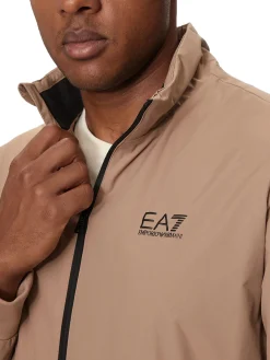 Giubbino con zip e logo sul petto beige