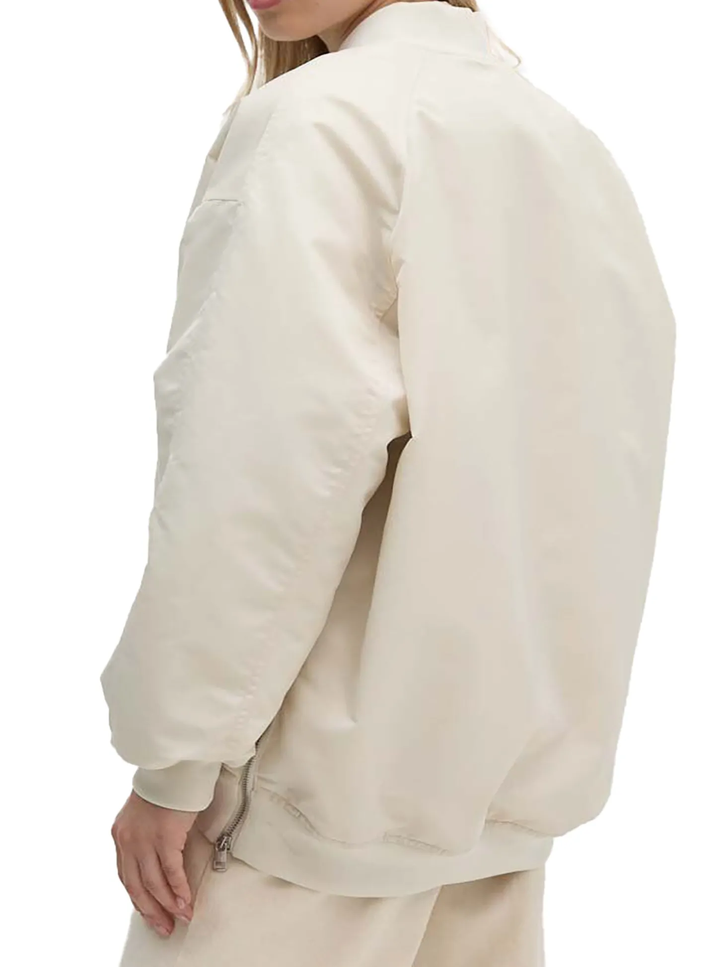 Giubbino con zip satin ecrù