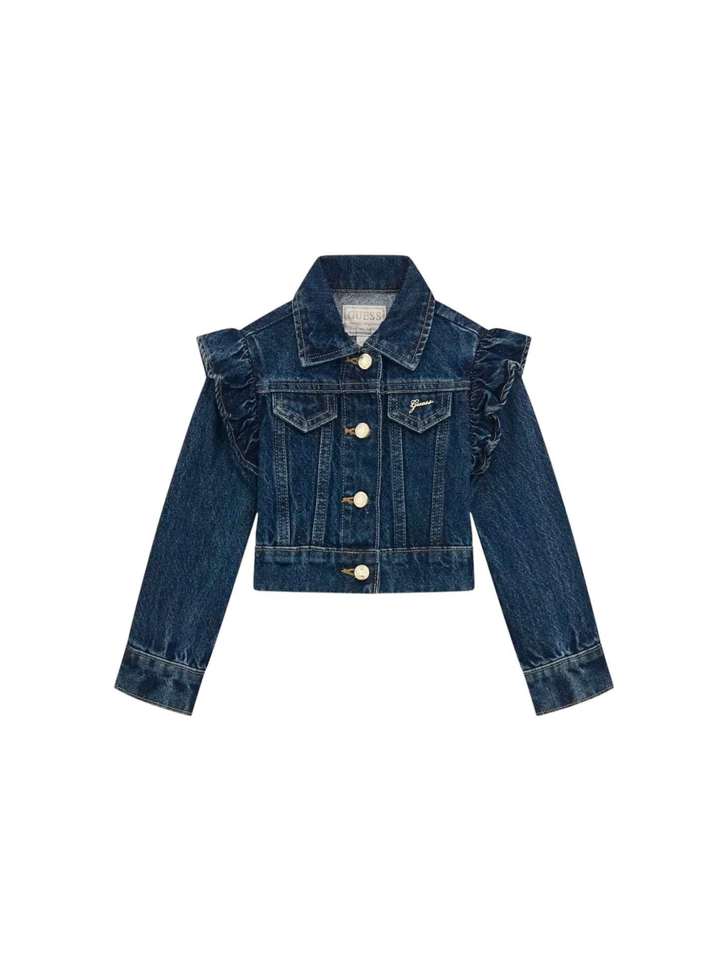 Giubbino di jeans con rouches denim medio