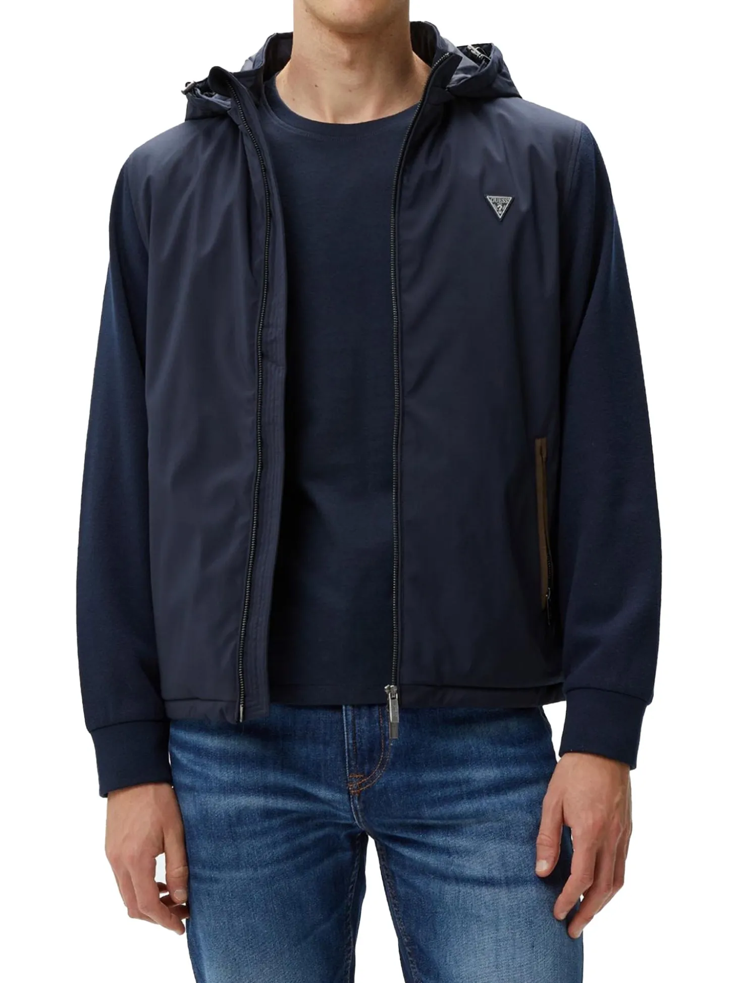 Giubbino impermeabile con zip blu