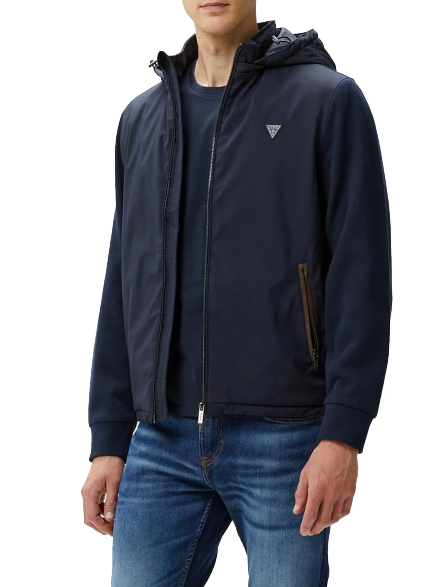 Giubbino impermeabile con zip blu