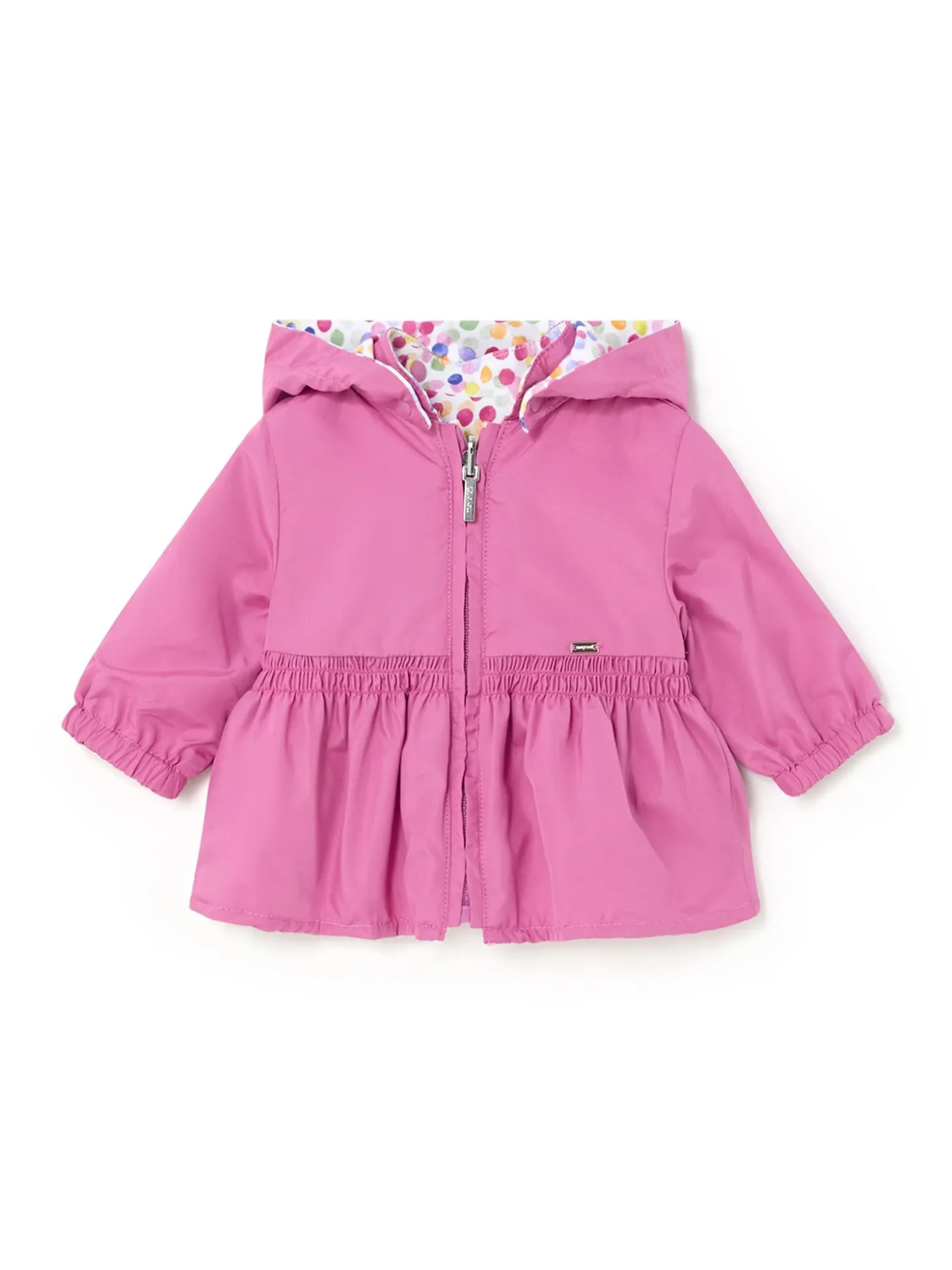 Giubbino reversibile con cappuccio neonata fucsia
