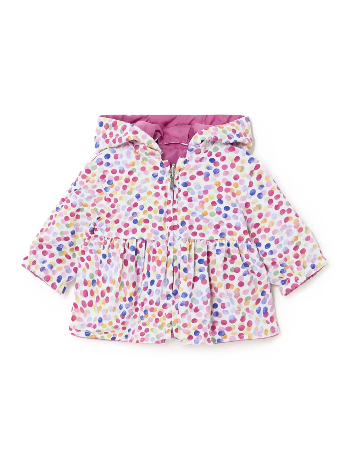 Giubbino reversibile con cappuccio neonata fucsia