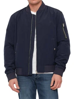 Giubbino zip nylon blu