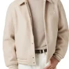 Giubbotto Bomber con bottoni Melton beige