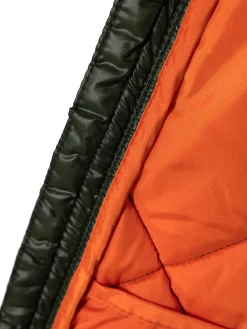 Giubbotto bomber con cappuccio in nylon trapuntato verde