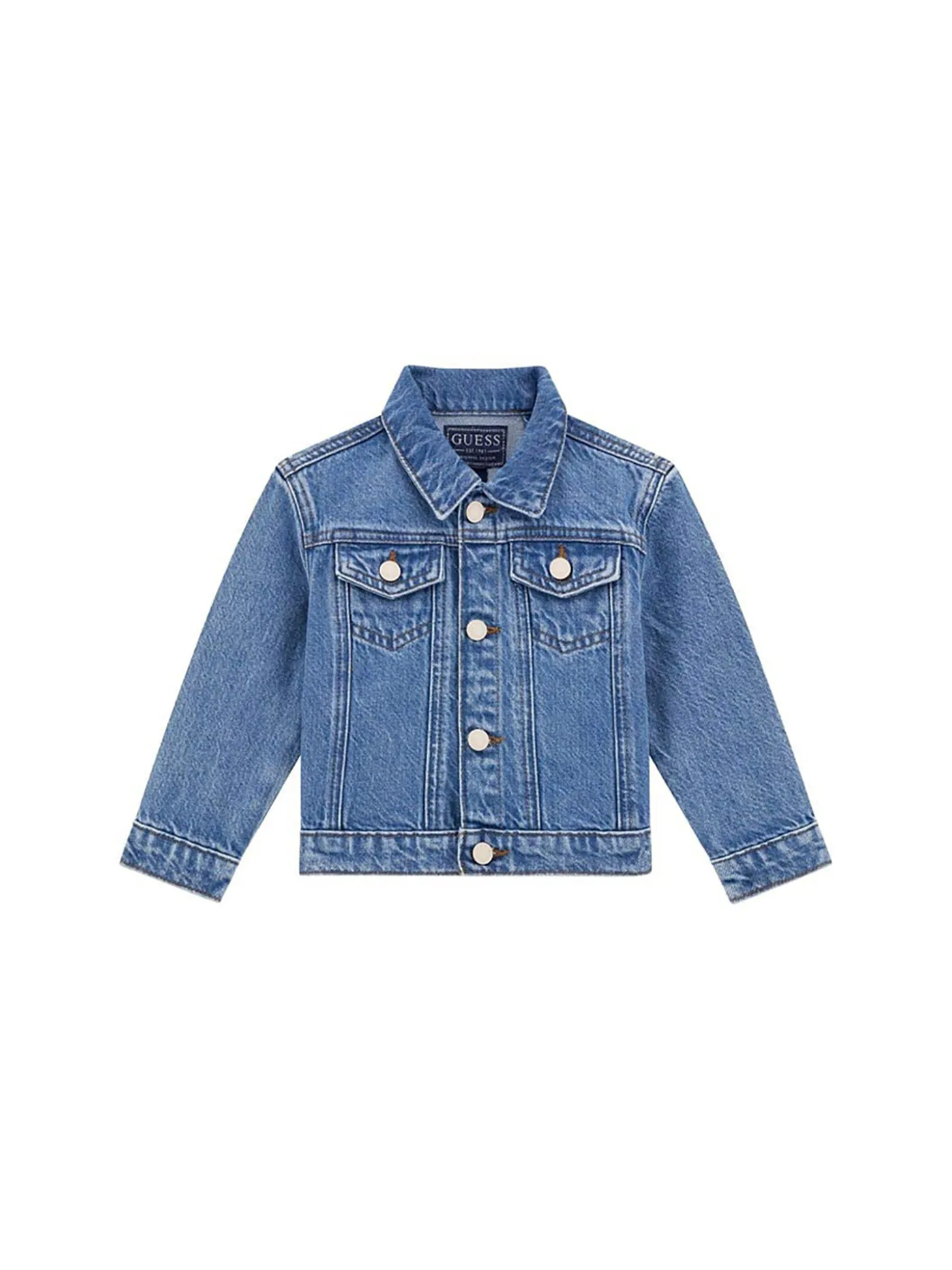 Giubbotto di jeans con ricamato posteriore denim chiaro