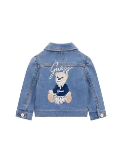 Giubbotto di jeans con ricamato posteriore denim chiaro