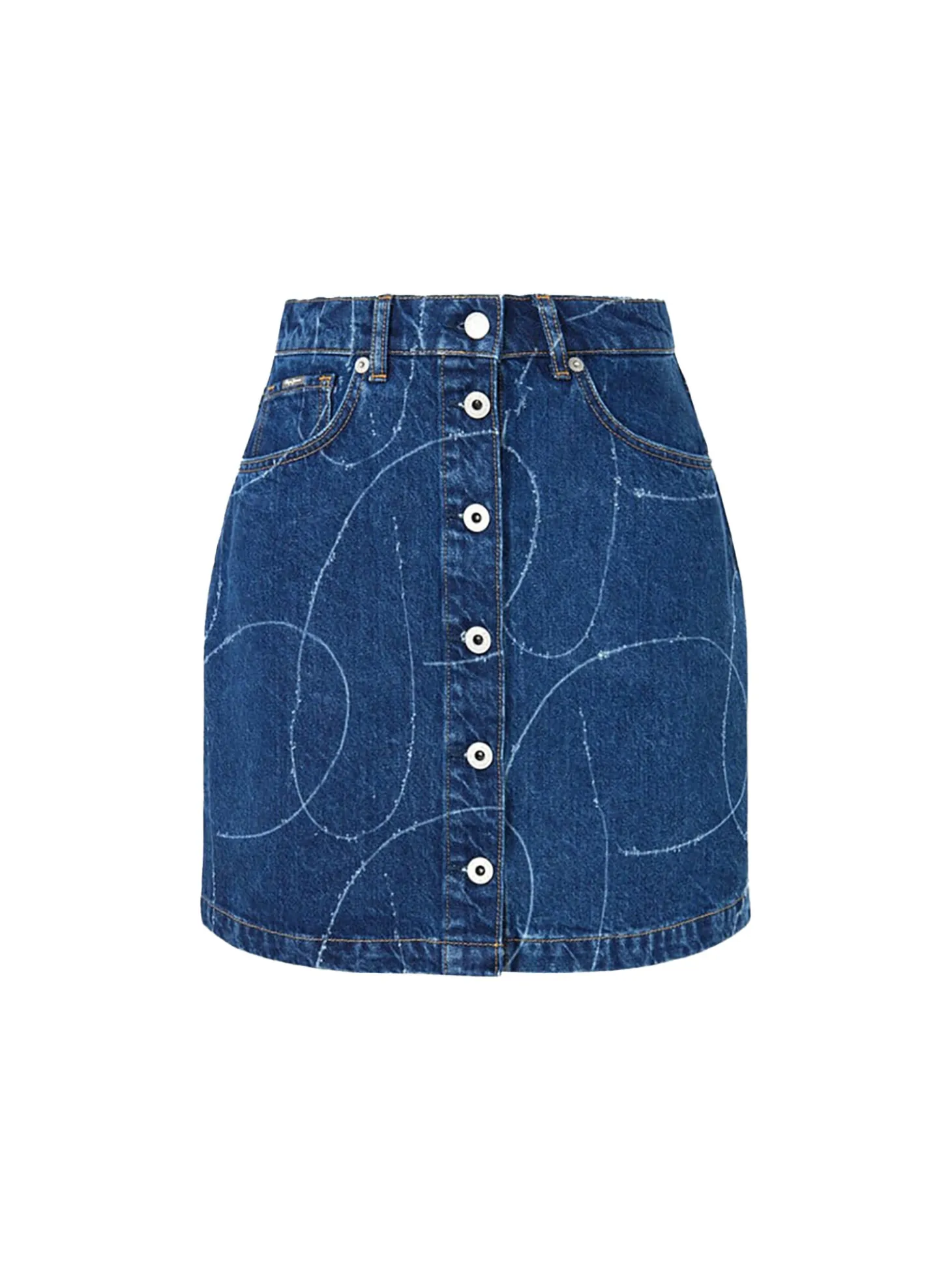 Gonna corta denim con bottoni e logo inciso