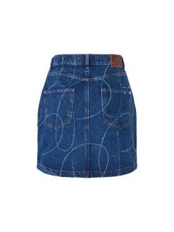 Gonna corta denim con bottoni e logo inciso