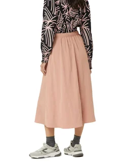 Gonna lunga in tessuto tecnico rosa