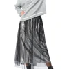 Gonna plisset jersey nero/argento