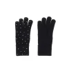 Guanti in maglia con strass nero