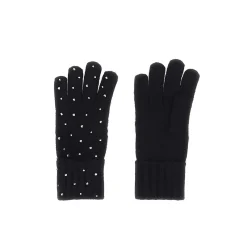 Guanti in maglia con strass nero