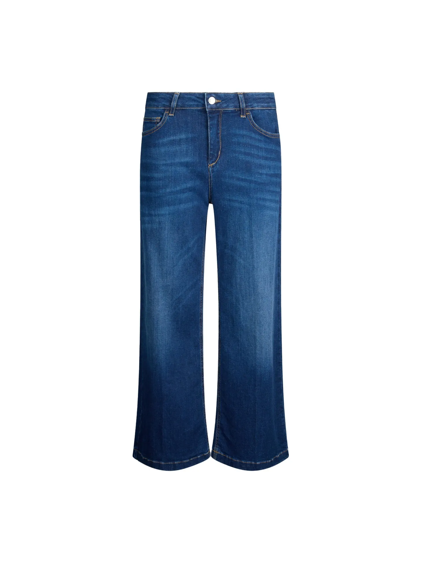 Jeans a gamba flare con inserto elastico sul dietro denim medio