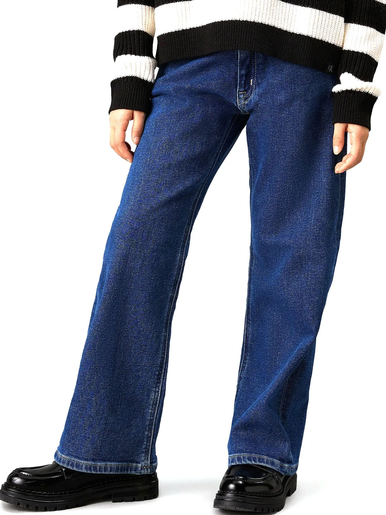 Jeans a gamba larga authentic in denim medio