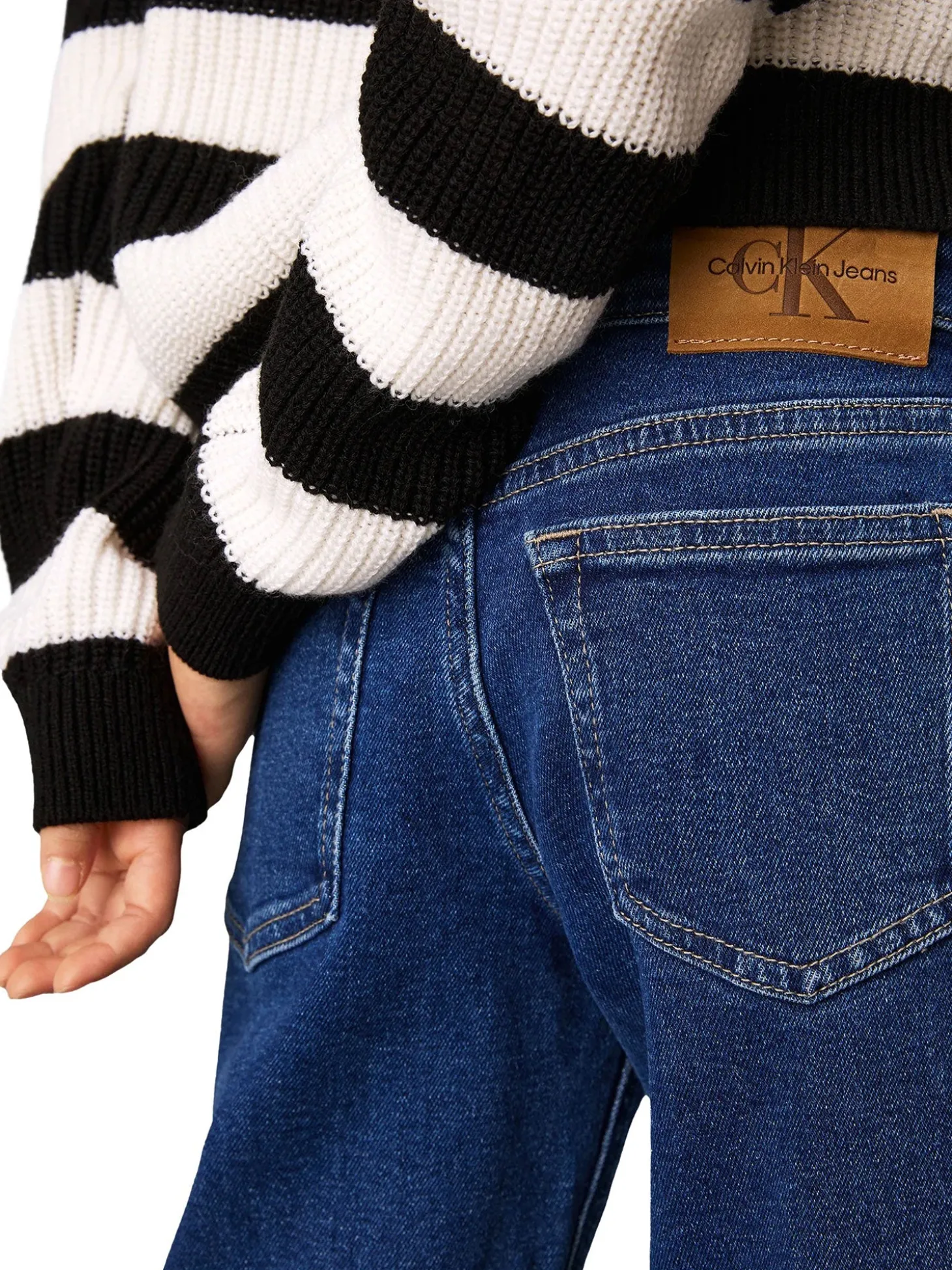 Jeans a gamba larga authentic in denim medio