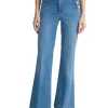 Jeans a vita alta con bottoni sulle tasche denim chiaro